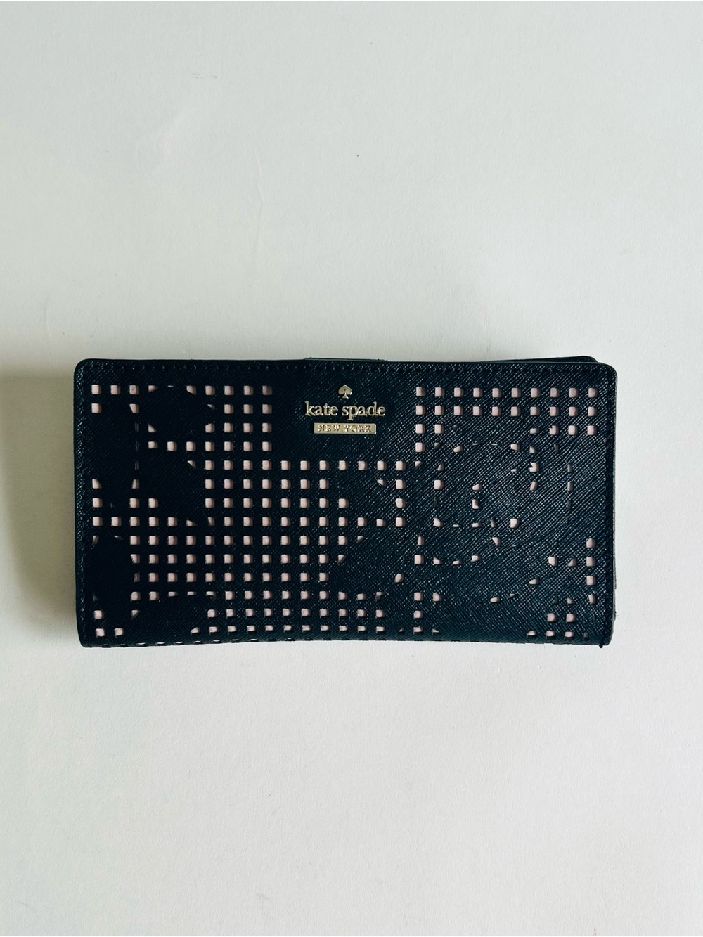 Kate Spade Black Perforated Leather Wallet